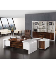 Contemporary Executive Desk - High Gloss & Wood Finish