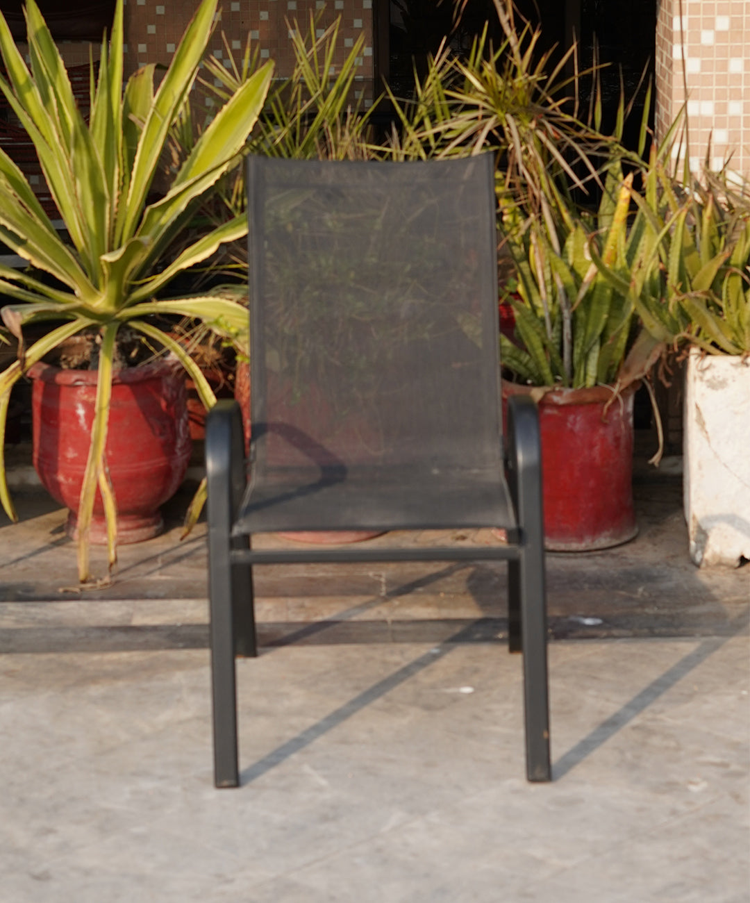 Modern Outdoor Dining Set - Metal Frame & Glass Table