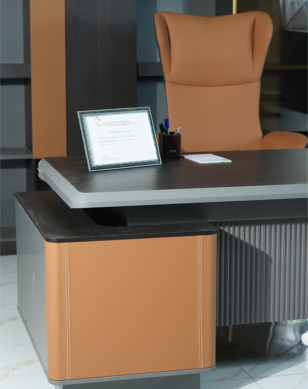 Premium Executive Desk with Integrated Shelving