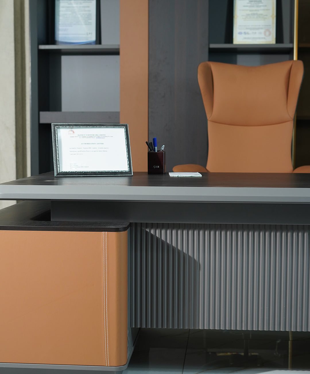 Premium Executive Desk with Integrated Shelving