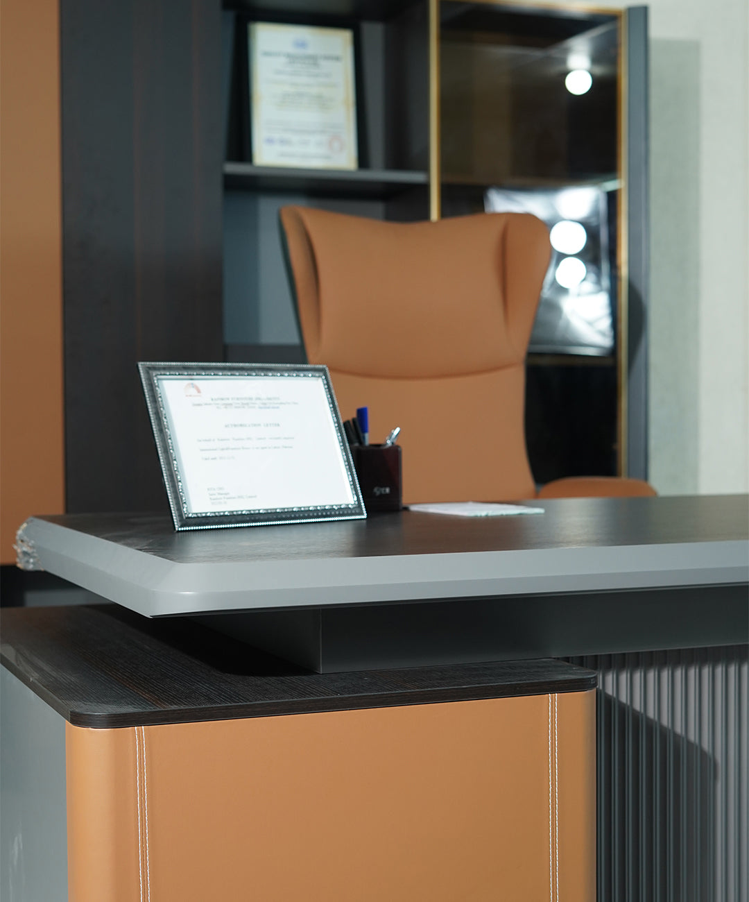 Premium Executive Desk with Integrated Shelving