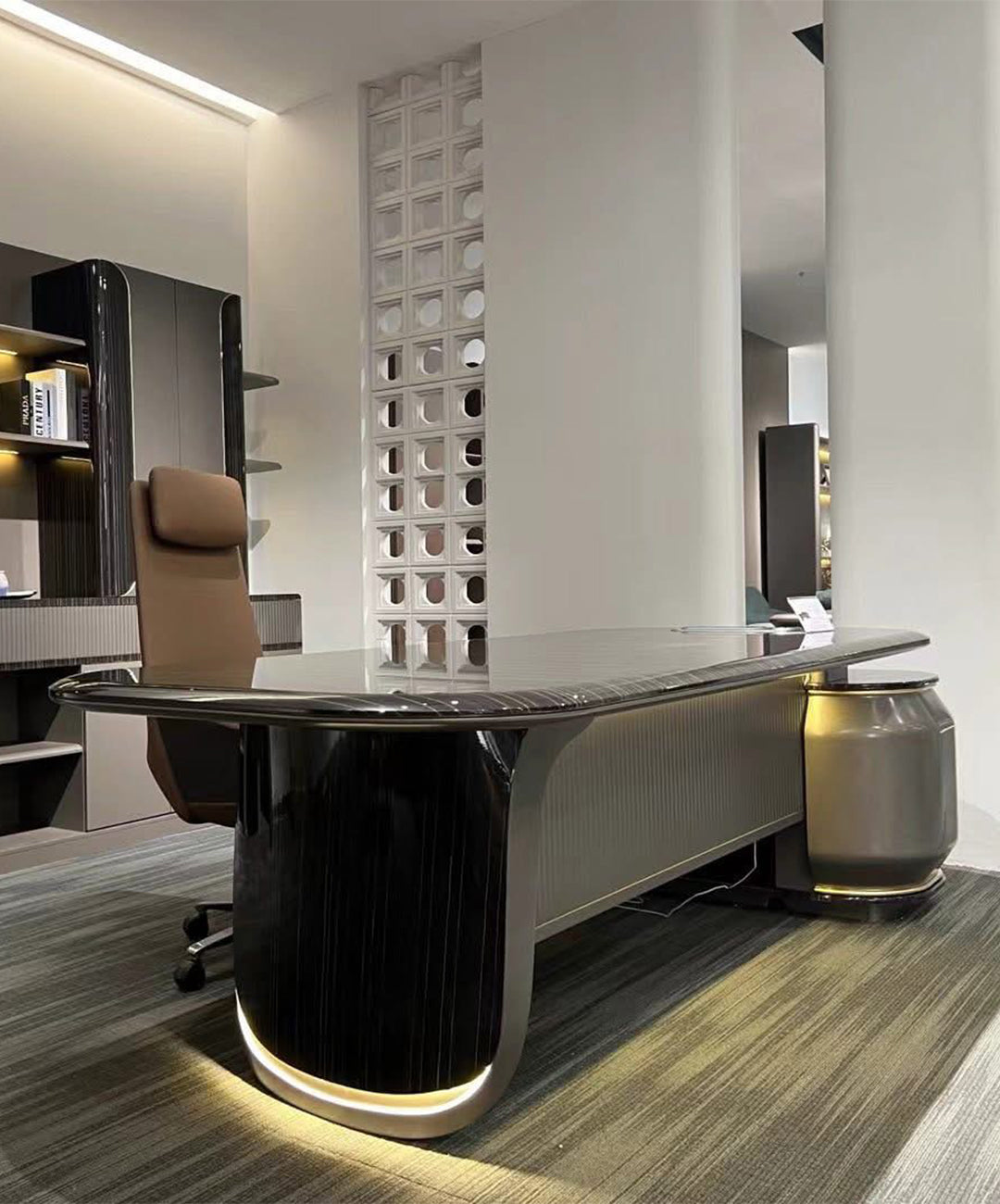 Luxe Executive Office Desk with Built-In Storage