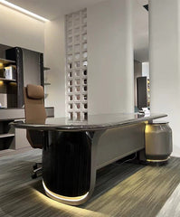 Luxe Executive Office Desk with Built-In Storage