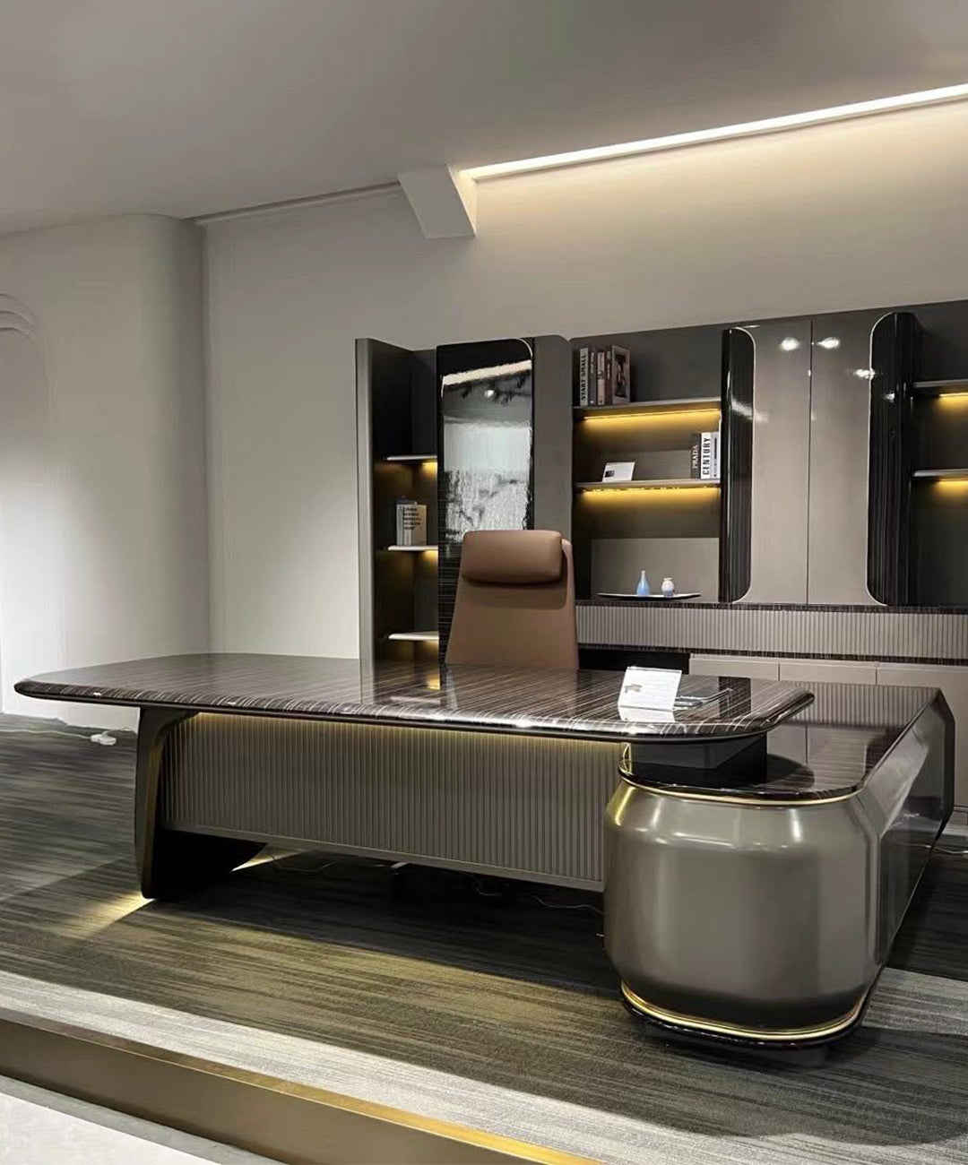 Luxe Executive Office Desk with Built-In Storage