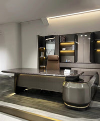 Luxe Executive Office Desk with Built-In Storage