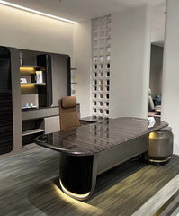 Luxe Executive Office Desk with Built-In Storage